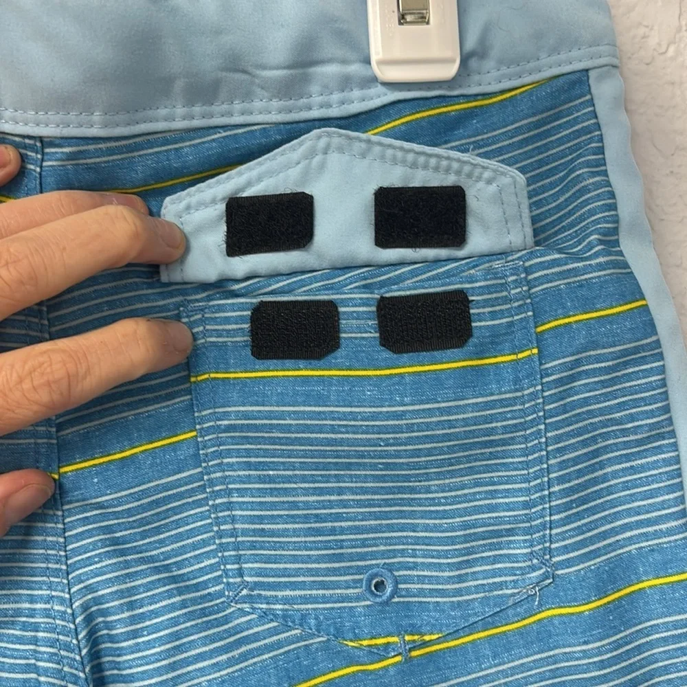 NWT Hurley Boy’s Sz 7 Indigo Blue Striped Shorts. Light. Silky soft. - Picture 6 of 12
